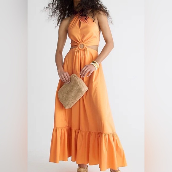 🍑NWT🍑Jcrew Collection taffeta O-ring cutout halter-neck maxi dress - Picture 2 of 6